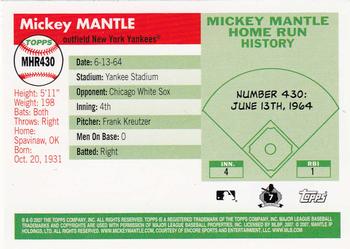 2007 Topps Updates & Highlights - Mickey Mantle Home Run History #MHR430 Mickey Mantle Back