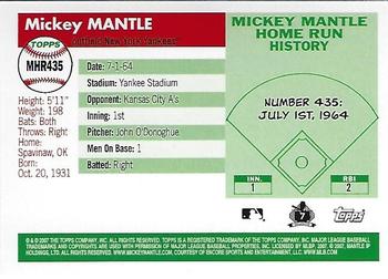 2007 Topps Updates & Highlights - Mickey Mantle Home Run History #MHR435 Mickey Mantle Back