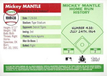 2007 Topps Updates & Highlights - Mickey Mantle Home Run History #MHR438 Mickey Mantle Back