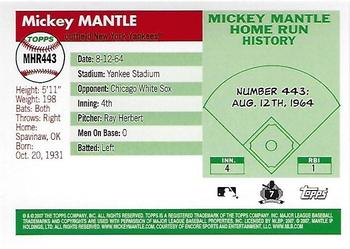 2007 Topps Updates & Highlights - Mickey Mantle Home Run History #MHR443 Mickey Mantle Back