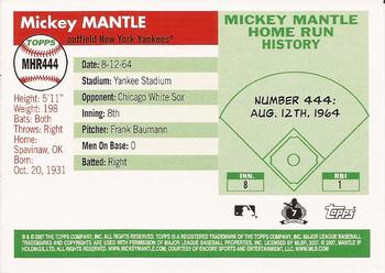 2007 Topps Updates & Highlights - Mickey Mantle Home Run History #MHR444 Mickey Mantle Back