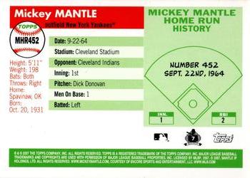 2007 Topps Updates & Highlights - Mickey Mantle Home Run History #MHR452 Mickey Mantle Back