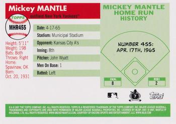 2007 Topps Updates & Highlights - Mickey Mantle Home Run History #MHR455 Mickey Mantle Back