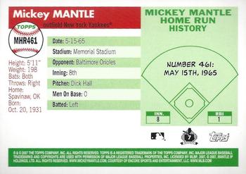 2007 Topps Updates & Highlights - Mickey Mantle Home Run History #MHR461 Mickey Mantle Back
