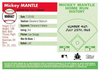 2007 Topps Updates & Highlights - Mickey Mantle Home Run History #MHR467 Mickey Mantle Back