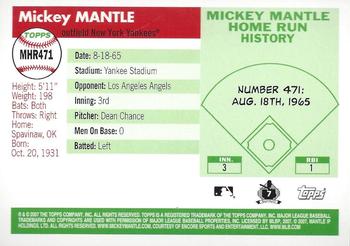 2007 Topps Updates & Highlights - Mickey Mantle Home Run History #MHR471 Mickey Mantle Back