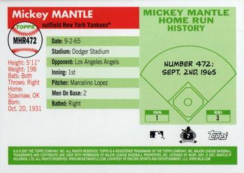 2007 Topps Updates & Highlights - Mickey Mantle Home Run History #MHR472 Mickey Mantle Back