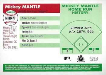 2007 Topps Updates & Highlights - Mickey Mantle Home Run History #MHR477 Mickey Mantle Back