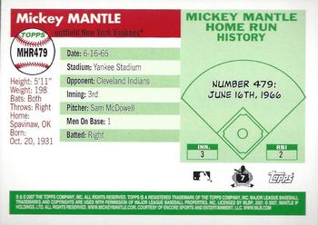 2007 Topps Updates & Highlights - Mickey Mantle Home Run History #MHR479 Mickey Mantle Back