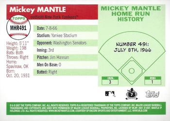 2007 Topps Updates & Highlights - Mickey Mantle Home Run History #MHR491 Mickey Mantle Back