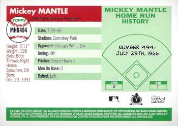 2007 Topps Updates & Highlights - Mickey Mantle Home Run History #MHR494 Mickey Mantle Back