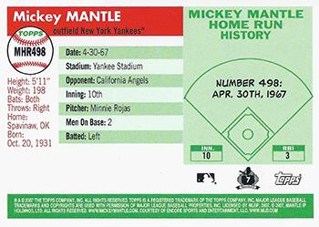 2007 Topps Updates & Highlights - Mickey Mantle Home Run History #MHR498 Mickey Mantle Back