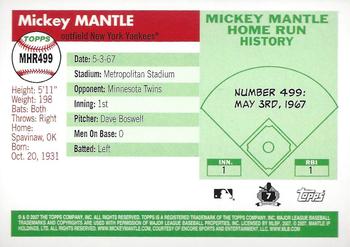 2007 Topps Updates & Highlights - Mickey Mantle Home Run History #MHR499 Mickey Mantle Back