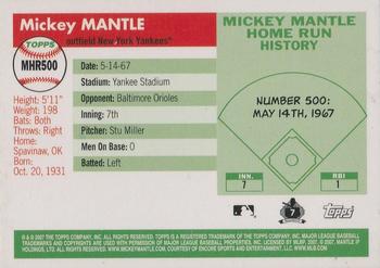 2007 Topps Updates & Highlights - Mickey Mantle Home Run History #MHR500 Mickey Mantle Back