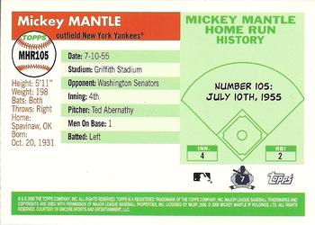 2006 Topps Updates & Highlights - Mickey Mantle Home Run History #MHR105 Mickey Mantle Back