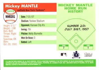 2006 Topps Updates & Highlights - Mickey Mantle Home Run History #MHR201 Mickey Mantle Back