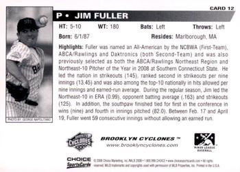 2008 Choice Brooklyn Cyclones #12 Jim Fuller Back