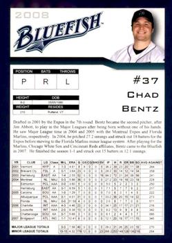 2008 Bridgeport Bluefish #NNO Chad Bentz Back