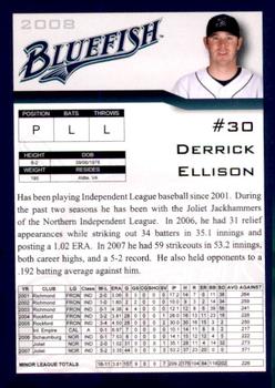 2008 Bridgeport Bluefish #NNO Derrick Ellison Back
