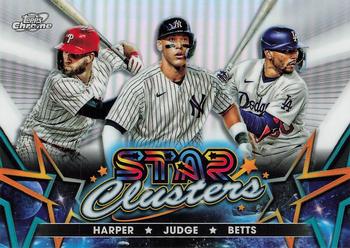2023 Topps Cosmic Chrome - Star Clusters #SC-5 Mookie Betts / Bryce Harper / Aaron Judge Front