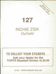 1981 Topps Stickers #127 Richie Zisk Back