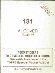 1981 Topps Stickers #131 Al Oliver Back