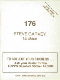 1981 Topps Stickers #176 Steve Garvey Back