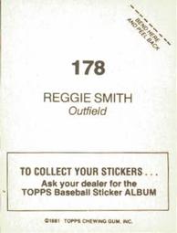 1981 Topps Stickers #178 Reggie Smith Back