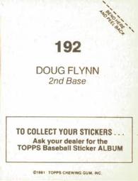 1981 Topps Stickers #192 Doug Flynn Back