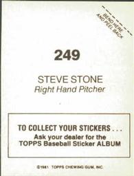 1981 Topps Stickers #249 Steve Stone Back