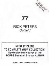 1981 Topps Stickers #77 Rick Peters Back