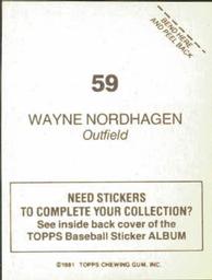 1981 Topps Stickers #59 Wayne Nordhagen Back