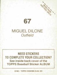 1981 Topps Stickers #67 Miguel Dilone Back