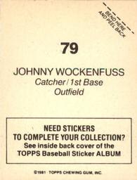 1981 Topps Stickers #79 Johnny Wockenfuss Back