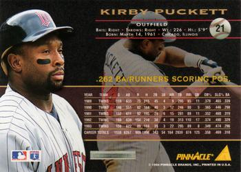 1994 Pinnacle #21 Kirby Puckett Back