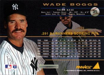1994 Pinnacle #31 Wade Boggs Back