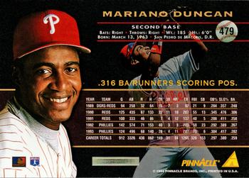 1994 Pinnacle #479 Mariano Duncan Back