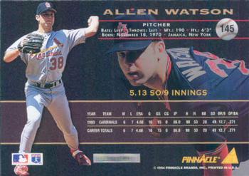 1994 Pinnacle #145 Allen Watson Back