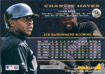 1994 Pinnacle #14 Charlie Hayes Back