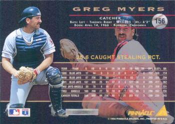 1994 Pinnacle #156 Greg Myers Back