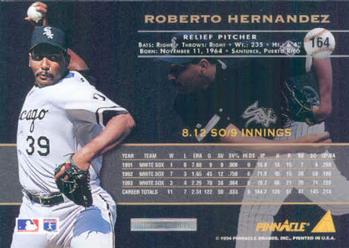 1994 Pinnacle #164 Roberto Hernandez Back