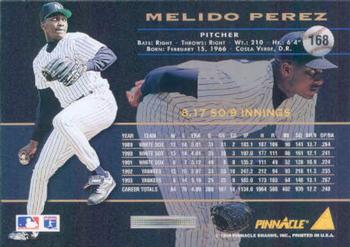 1994 Pinnacle #168 Melido Perez Back