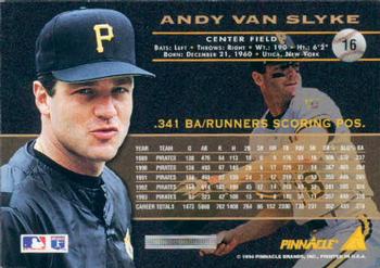 1994 Pinnacle #16 Andy Van Slyke Back