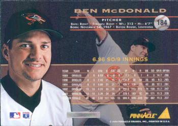 1994 Pinnacle #184 Ben McDonald Back