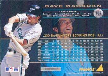1994 Pinnacle #187 Dave Magadan Back