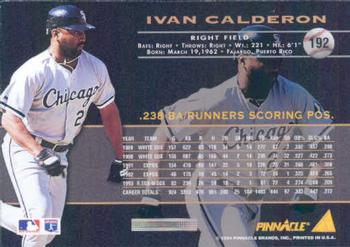 1994 Pinnacle #192 Ivan Calderon Back