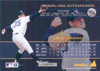 1994 Pinnacle #213 Sterling Hitchcock Back