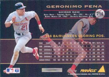 1994 Pinnacle #214 Geronimo Pena Back
