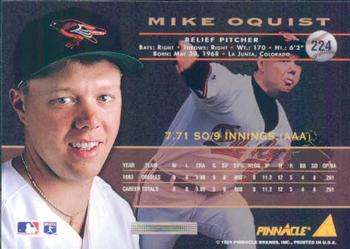 1994 Pinnacle #224 Mike Oquist Back