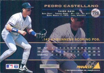 1994 Pinnacle #229 Pedro Castellano Back